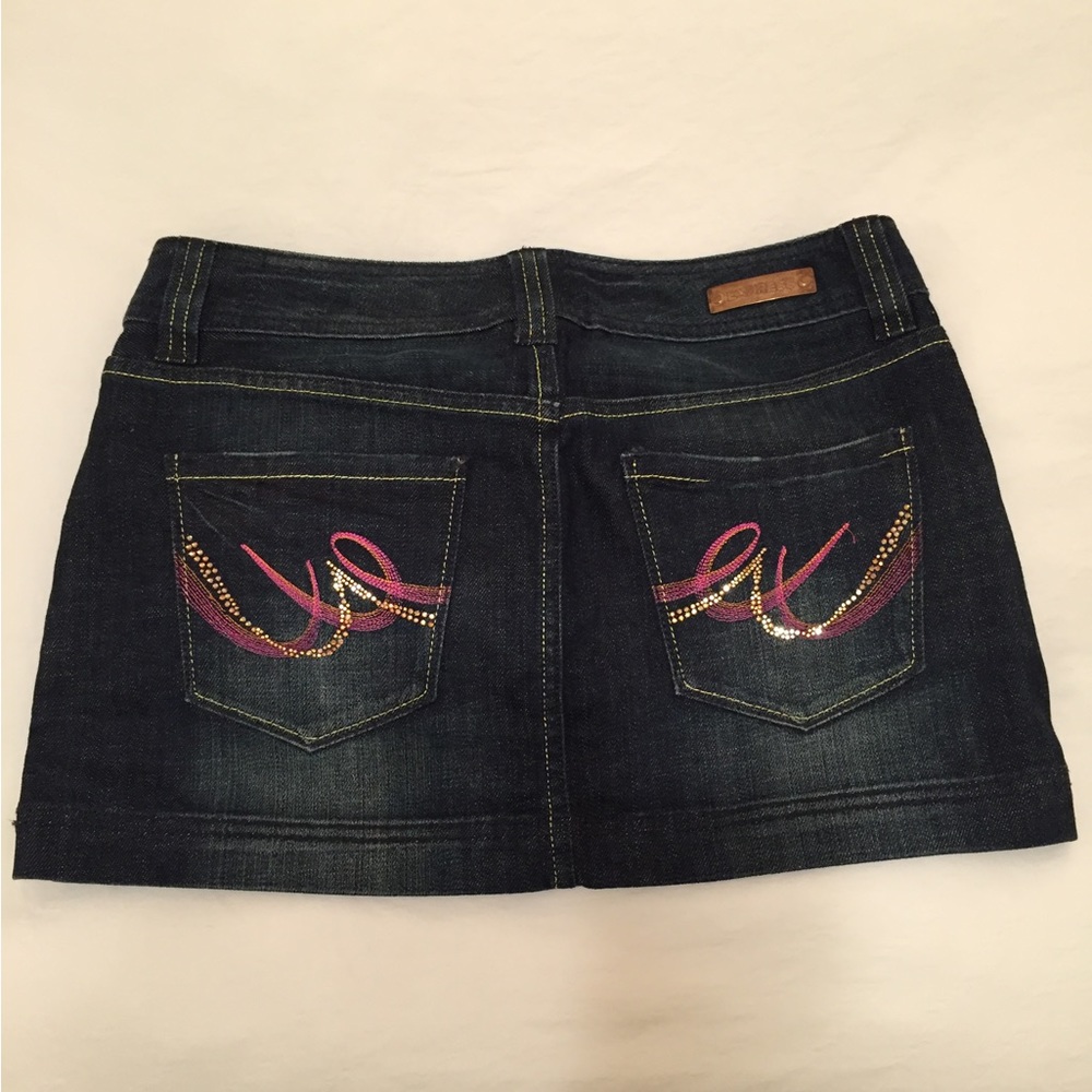EXPRESS Jean Mini Skirt with Rhinestone Stitch Detail Size 4 NWT